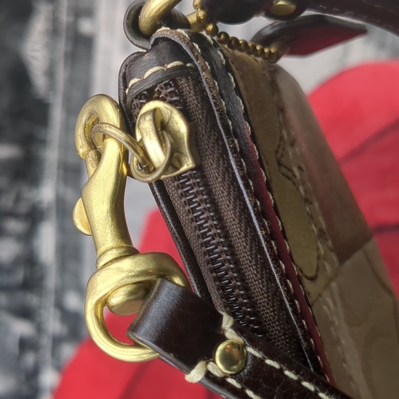 Coach Gold & Brown Wristlet